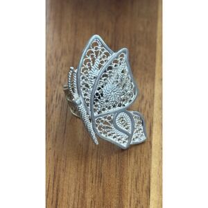Turkey DGS 925 Sterling Silver Designer Ring Filigree Butterfly Vintage Sz 5.75
